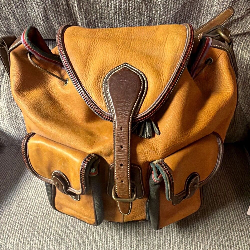 Daniel and Bob leather Brown Tan soft leather Vtg Drawstring Buckle Tassel boho